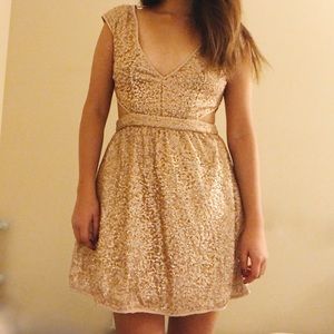 Nasty Gal Nude Sequin Cutout Dress